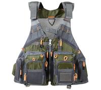 Takingup Fishing Vests for Men, 13 Pockets Olive Green Breathable Mesh with Reflective Stripes & Adjustable Straps, Average Size Fly Fishing Vest