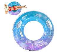 Takingup Inflatable Swimming Ring for Adults Starry Sky Sequins with Handle Pool Float for Summer Beach Party, One Size, Multi-Color, Inflatable Swim Ring