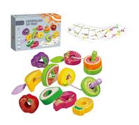 Takingup Lacing Beads, Double Play Montessori Toy with 12 Beads, Fine Motor Skills & Color Learning Threading Toys for Toddler Boys Girls, Fruit - Fine Motor Toys for Toddlers 3-4