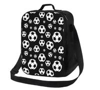 Takingup Lunch Box Boys, Reusable Soccer Ball Themed Lunch Bag with Strap, 7.9x3.5x9.8 Inch Sports Theme Cooler Bag for School, Travel, and Picnic