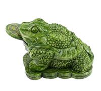 Takingup Money Frog, Feng Shui Frog Statue with Coin for Wealth and Good Luck, Chinese Jade Toad Home office Decor Jade Good Luck Figurine