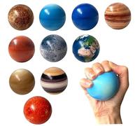 Takingup Planet Toys, 10Pcs Solar System Toys, PU Solar System Stress Planet Balls, 10 Universe Planets Stress Relief Planets Squeeze Balls Educational Space Toy for Kids Adults