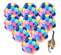 Takingup Pom Pom Balls For Cats, 9Pcs 1.8 Inch Colorful Fuzzy Cat Toys with Bells - Interactive Kitten Chew Toys for Teething and Play to Keep Busy