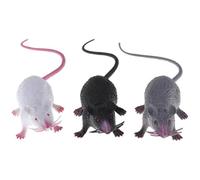 Takingup Rat, 3Pcs 1.7x8.7 Inch Realistic PVC Plastic Mouse with Long Tail, Scary Prank Prop and Novelty Cat Toy for Halloween and Practical Jokes