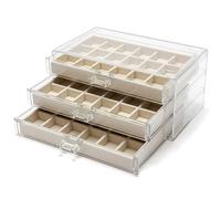 Takingup Rock Display Case, 3-Tier Drawer Jewelry Organizer with Soft Velvet Lining, Crystal Display Case for Collections, Beige(13.5x10.5x23.5 cm) - Rock Collection