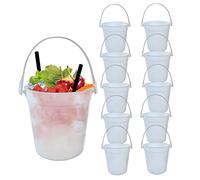 Takingup Rum Buckets for Drinks, 10Pcs 1L Plastic Reusable Ice Bucket for Parties Cocktail Rum Drink Wine Beer Buckets Clear Ice Bucket for Parties
