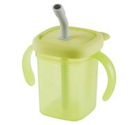Takingup Sippy Cup for Adults, Green 310Ml Spill Proof Beakers for Elderly Adult Sippy Cup with Straw Plastic Dysphagia Cups with Dual Handle and Lid for Kids Elderly Disabled Patient Maternity