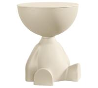 Takingup Small Drink Table Cute Flat Round Modern End Table Plastic Storage Container for Living Room Bedroom White, Tables