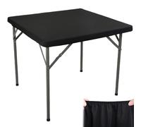 Takingup Square Tablecloths 34 x 34 Inch Elastic Card Table Tablecloth Stretch Card Table Cover Lightweight Black Tablecloth for Party Dinning Kitchen Home