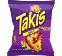Takis Fuego, Hot Chili Pepper & Lime Flavored Extreme Spicy Rolled Tortilla Chips Snack Size Bag