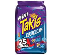 Takis Mini Rolled Tortilla Chips Multipack - Blue Heat, 25 Count / 1.23 oz | Bite size hot chili pepper rolled tortilla corn chips, 25 mini bags for snacking, lunchboxes, and sharing; extremely spicy