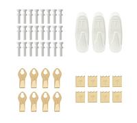 Takker Hardwall Refill Kit Set of 24, 8 x Picture Hooks and 8 x Canvas Print Hangers, 3 x Medium Hooks - Hang Up to 12kgs - for Pictures Canvas Utensils Tools on Brick, Plaster, Tiles Hard Surfaces