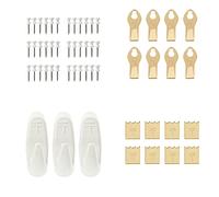 Takker Refil Kit Set - 36 Takker Refils, 8 x Picture Hooks, 8 x Canvas Hangers, 3 x Hooks - for Drywall, Plasterboard Wood & Fencing, Hanging Pictures Canvas Prints Clocks Kitchen Utensils and Tools