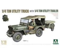 Takom 1:16 Scale WWII 1/4 Ton Utility Truck With 1/4 Ton Utility Trailer - 1026