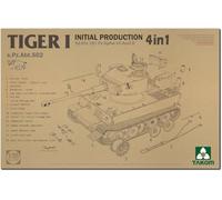TAKOM 2197 Tiger I Initial Production 4 in 1 (s.Pz.ABT. 502) - 1:35 Plastic Model Kit - Includes Aluminium Tube, Metal Parts & Copper Rope - Unbuilt