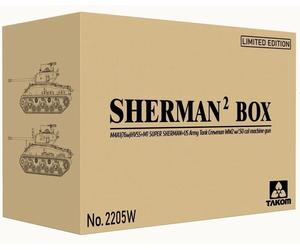 Takom 2205W 1:35th scale Sherman² Box M4A1(76w)HVSS + M1 Super Sherman + Figure