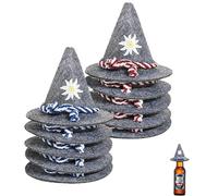 TAKONE Oktoberfest Decoration - 10-Piece Mini Felt Costume Hat Set (Grey, with Cord) - Bavarian Decoration for Table, Party & Carnival