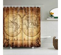 TAKOXIA Historic World Map Fabric Shower Curtain Globe Vintage Painting Bathroom Decor