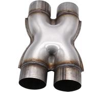 TAKPART 1 PC Universal Crossover Exhaust X Pipe Dual 3" In/Out 12" Long Polished Stainless Steel Muffler Exhaust Tip
