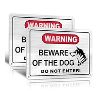 TAKULA 20 * 15cm Beware of Dogs Aluminium Brushed Warning Sign - Do Not Enter Warning Sign with Self-Adhesive Stickers - For Outdoor Door Wall Fence|Pack of 2