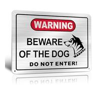 TAKULA 20 * 15cm Beware of Dogs Aluminium Brushed Warning Sign - Do Not Enter Warning Sign with Self-Adhesive Stickers - For Outdoor Door Wall Fence|Pack of 1