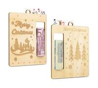 TAKULA Christmas Money Gift with Merry Christmas Word Christmas Wooden Gift Christmas Decoration Hanging or Standing (2 Pack)