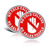 TAKULA No Cold Callers No Sales People Aluminium Notice - No Callers Sign on Front Door, Outdoor Self Adhesive Paper - 10 * 10cm Waterproof Indoor/Outdoor Home Privacy Sign|Pack of 2