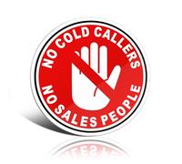 TAKULA No Cold Callers No Sales People Aluminium Notice - No Callers Sign on Front Door, Outdoor Self Adhesive Paper - 10 * 10cm Waterproof Indoor/Outdoor Home Privacy Sign|Pack of 1