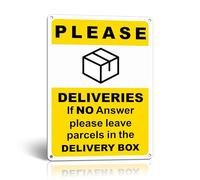 TAKULA Parcel Box Sign 25x18cm Please Leave Parcels Here, Adhesive Backing | Weatherproof for outdoor use on mailboxes or delivery locations. Prevents lost parcels and ensures safe deliveries.