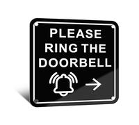 TAKULA Please Ring the Bell Sign,10 * 10CM Ring Doorbell Sticker,Self-adhesive Metal Ring Sticker,Ring Doorbell Sign with Arrow,Ideal for Hanging or Attaching to Gates and Fences