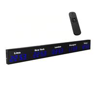 TAKUNE LED World Clock 3-5 Time Zone Display (Customizable City Time) - Wall Mounted Digital International, Remote Controlled, Ideal For Hotel Receptions, Offices And Airports(Blue,5 cities)