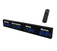 TAKUNE LED World Clock 3-5 Time Zone Display (Customizable City Time) - Wall Mounted Digital International, Remote Controlled, Ideal For Hotel Receptions, Offices And Airports(Blue,4 cities)