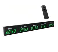 TAKUNE LED World Clock 3-5 Time Zone Display (Customizable City Time) - Wall Mounted Digital International, Remote Controlled, Ideal For Hotel Receptions, Offices And Airports(Green,5 cities)