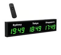 TAKUNE LED World Clock 3-5 Time Zone Display (Customizable City Time) - Wall Mounted Digital International, Remote Controlled, Ideal For Hotel Receptions, Offices And Airports(Green,3 cities)
