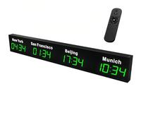TAKUNE LED World Clock 3-5 Time Zone Display (Customizable City Time) - Wall Mounted Digital International, Remote Controlled, Ideal For Hotel Receptions, Offices And Airports(Green,4 cities)