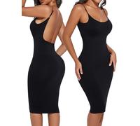 Takusun Backless Slip Dress for Women Tummy Control Low Back Shapewear Dresses Open Back Body Shaper Seamless Sexy Tank Tops, Black, XL