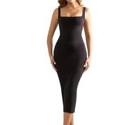 Takusun Shapewear Full Slip for Under Dresses Tummy Control Seamless Slip Dress Women Body Shaper Square Neck, Black, Medium