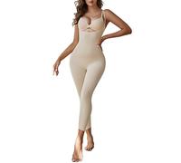 Takusun Women Open Bust Full Bodysuit Tummy Control Shapewear Workout Yoga Jumpsuit Body Shaper Butt Lifter Thigh Slimmer, Nude, Small