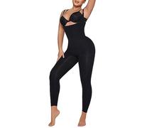 Takusun Women Open Bust Full Bodysuit Tummy Control Shapewear Workout Yoga Jumpsuit Body Shaper Butt Lifter Thigh Slimmer, Black, Medium