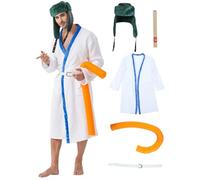 Takuvan 5PCS Christmas Vacation Cousin Eddie Costume White Robe Hat Belt Hose Cigar Props for Men Holiday Halloween Cosplay, Multicolor, X-Large