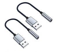 TAKUZA USB to Jack 3.5 Adapter, External USB Sound Card Audio Adapter, USB Jack Adapter 3.5 mm for PC, Laptop, PS4, PS5, Mac - Supports Microphone & Inline Control, Plug & Play, Pack of 2