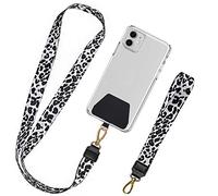 takyu Phone Lanyard, 2 Pieces Neck Strap and Wrist Tether Key Chain Holder Universal Phone Case Anchor for Protection compatible with iPhone, Samsung Galaxy and All Smartphones (White Leopard)