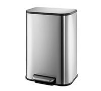Takywep 3.2 Gallon Bathroom Trash Can With Lid, Stainless Steel Garbage Can With Foot Pedal & Removable Inner Bucket, Rectangular Small Step Waste Bin for Kitchen Living Room (Silver, 12L)