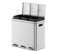 Takywep 3 x 5.3 Gallon Kitchen Trash Can, 3 Compartment Garbage Can, Stainless Steel Rubbish Bin with Soft-Close Lid and Removable Inner Wastebasket for Kitchen, Home Office