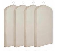 Takywep Breathable Cotton Hanging Garment Bags for Closet Storage & Travel - 4 Pack, 42.5" x 23.6" Suit, Dress & Coat Covers - Dustproof Clothes Organizer - Beige