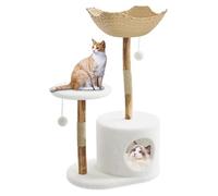 Takywep Modern Cat Tree Solid Wood Cat Tree with Condo & Scratching Posts Multi-Level Tower Furniture for Indoor Cats, Boho Chic Aesthetic Perch & Playhouse