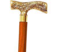 TAL The Antique's Lab - 36" approx luxury antique brass walking stick with beautiful solid brass gold handle, stylish accessory for men