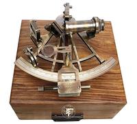 TAL The Antique's Lab Antique Brass Sextant Collectible Nautical Vintage Marine Working Navigation Sextant Ship Instrument Collectible Functional Sextant Desk Decor