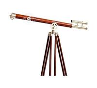 TAL The Antique's Lab Antique Brass Tube Telescope Brown and Nickel Finish Royal Floor Standing Handmade High Magnification Authentic Design Wood Tripod Stand Home & Office Decor