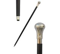TAL THE ANTIQUE'S LAB Bat Vintage Style Masterson Replica Walking Cane - 36" Brass Knob Handle, Sturdy Hardwood Shaft, Collector's Gentleman Walking Stick for Men
